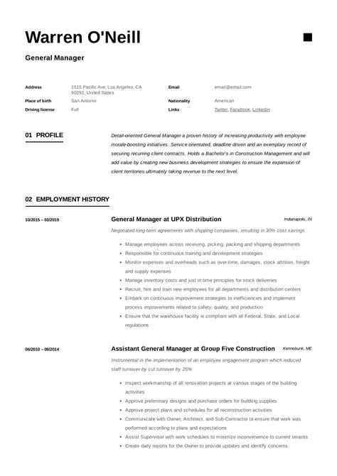 manager summary resume|general manager resume summary.